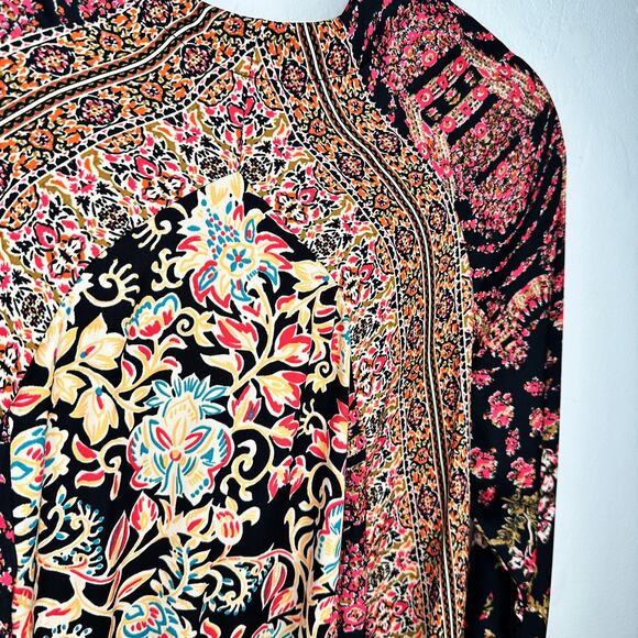 NWOT Free People Stevie Floral Paisley Long Bell Sleeve Tie Back Tunic Dress XS - Picture 5 of 15
